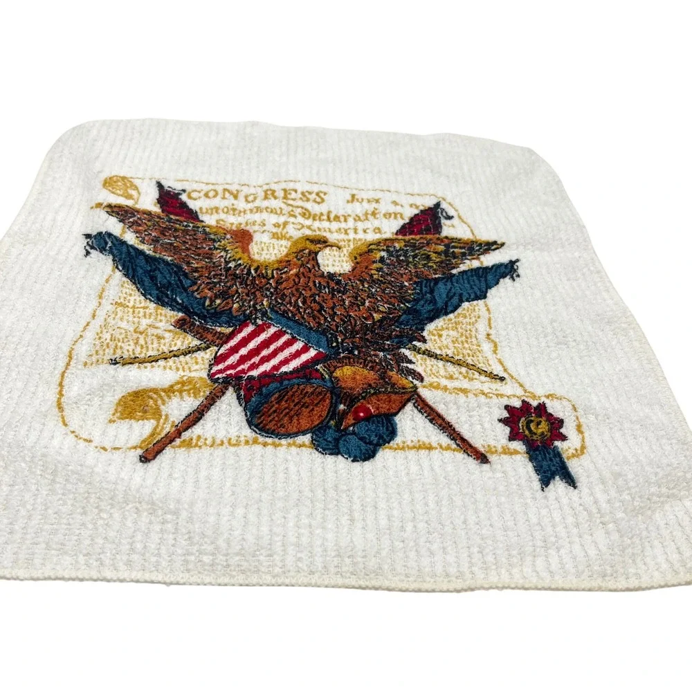 Vintage Cannon Americana Eagle Declaration of Independence Washcloth Set of 2